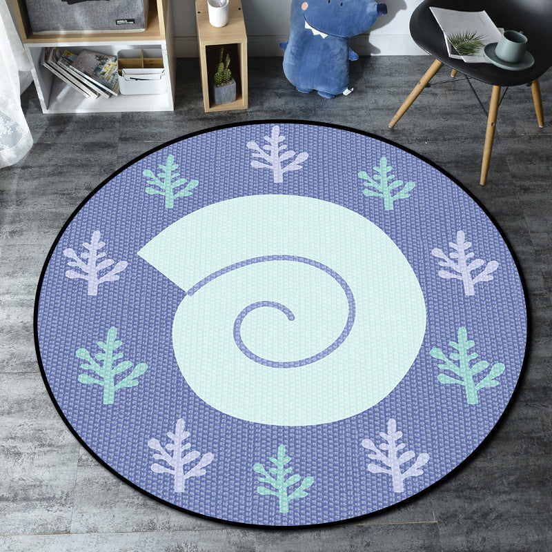 Lisslune | Cartoon Kids' Room Rug Multicolored Sea Creatures Rug Synthetic Non-Slip Stain Resistant Washable Rug