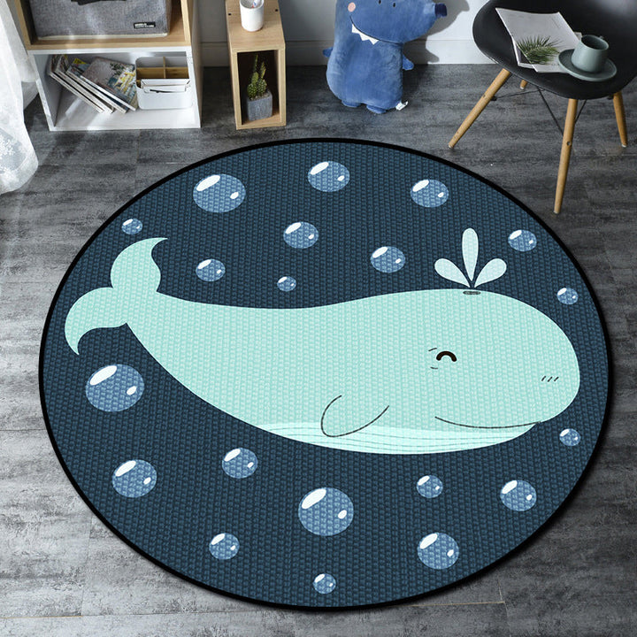 Lisslune | Cartoon Kids' Room Rug Multicolored Sea Creatures Rug Synthetic Non-Slip Stain Resistant Washable Rug