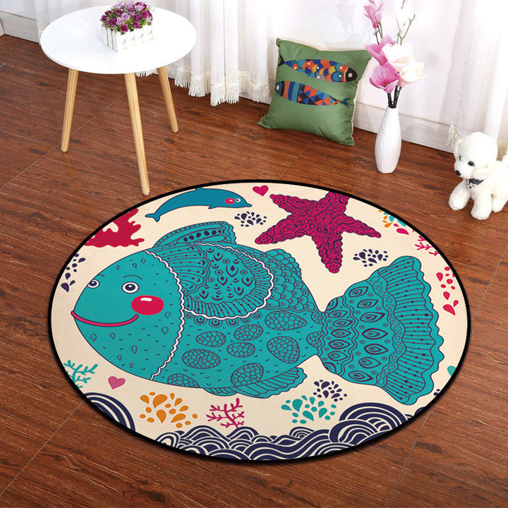 Lisslune | Multicolor Animal Painting Print Carpet Polypropylene Cartoon Rug Non-slip Backing Pet-friendly Stain-resistant Carpet for Children's Room