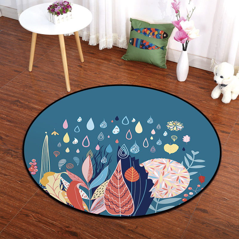 Lisslune | Multicolor Animal Painting Print Carpet Polypropylene Cartoon Rug Non-slip Backing Pet-friendly Stain-resistant Carpet for Children's Room
