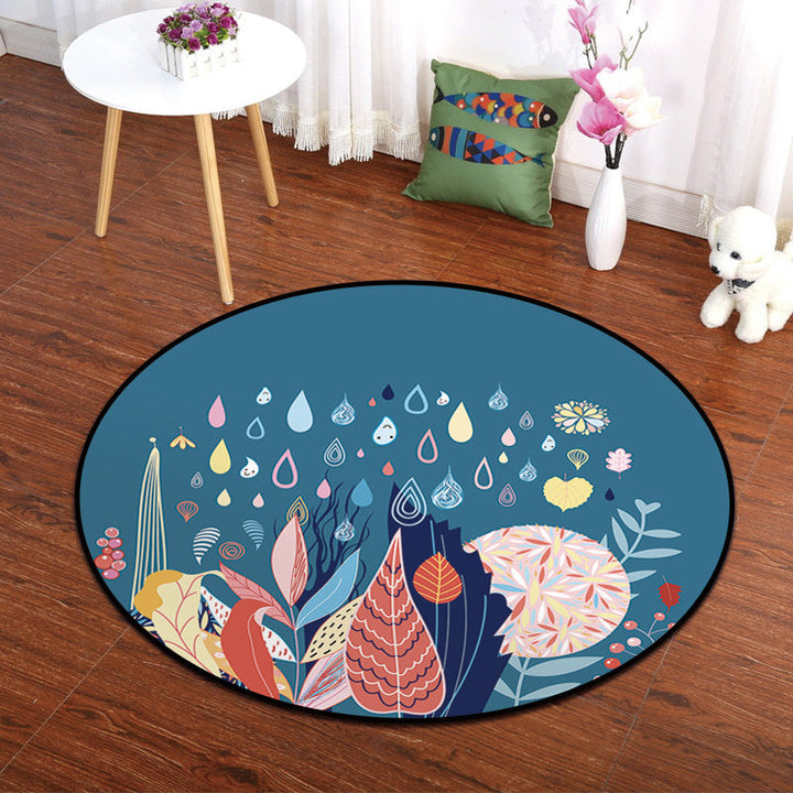 Lisslune | Multicolor Animal Painting Print Carpet Polypropylene Cartoon Rug Non-slip Backing Pet-friendly Stain-resistant Carpet for Children's Room