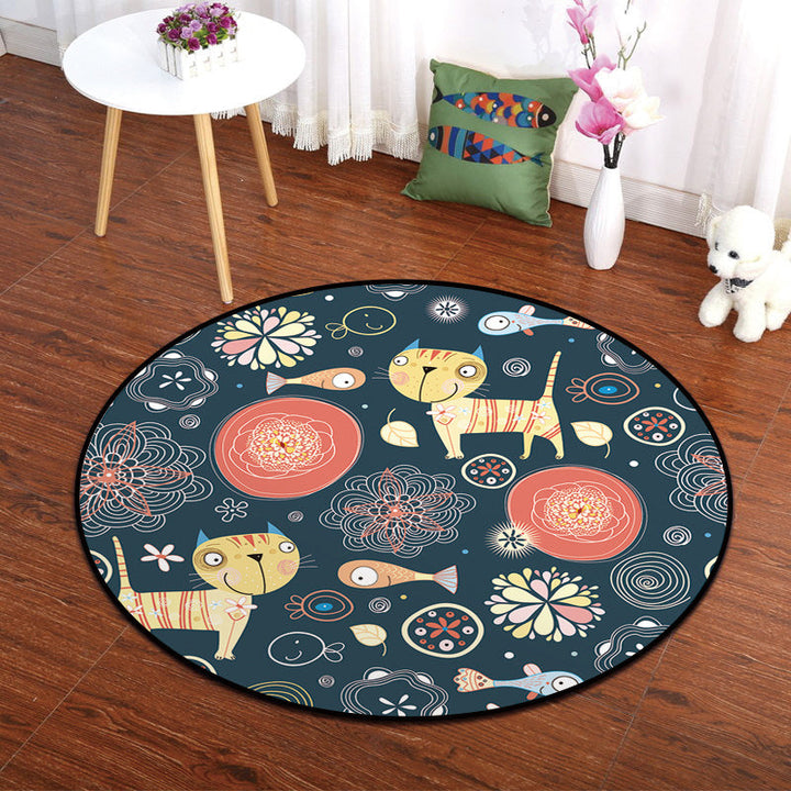 Lisslune | Multicolor Animal Painting Print Carpet Polypropylene Cartoon Rug Non-slip Backing Pet-friendly Stain-resistant Carpet for Children's Room