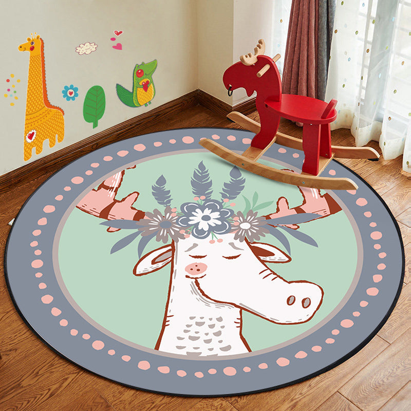 Lisslune | Kids Style Children's Room Mat Multicolor Cartoon Rug Synthetic Pet Friendly Non-Slip Backing Machine Washable Rug