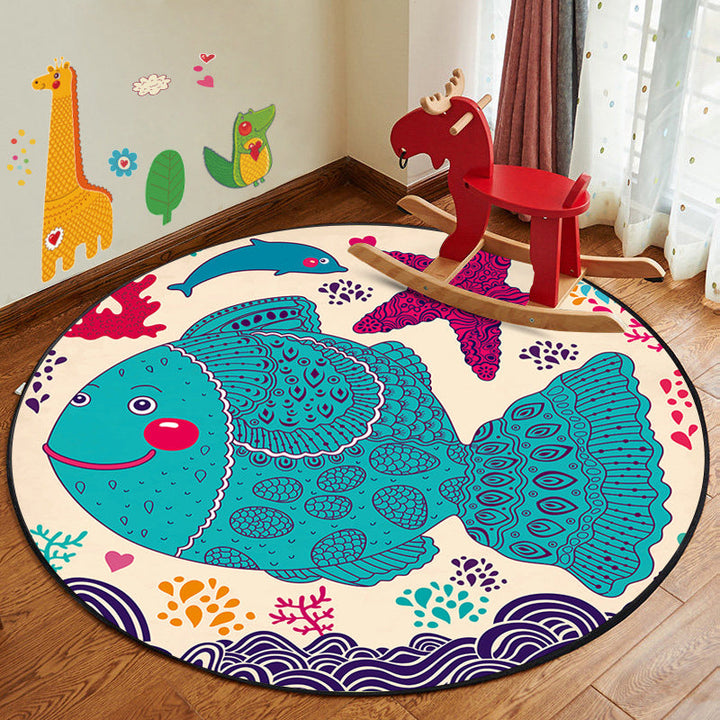 Lisslune | Kids Style Children's Room Mat Multicolor Cartoon Rug Synthetic Pet Friendly Non-Slip Backing Machine Washable Rug