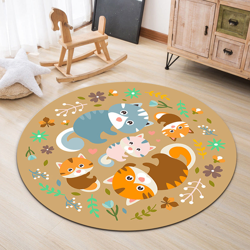 Lisslune | Lovable Animal Area Rug Multicolored Cartoon Rug Polypropylene Machine Washable Stain Resistant Non-Slip Rug for Kindergarten
