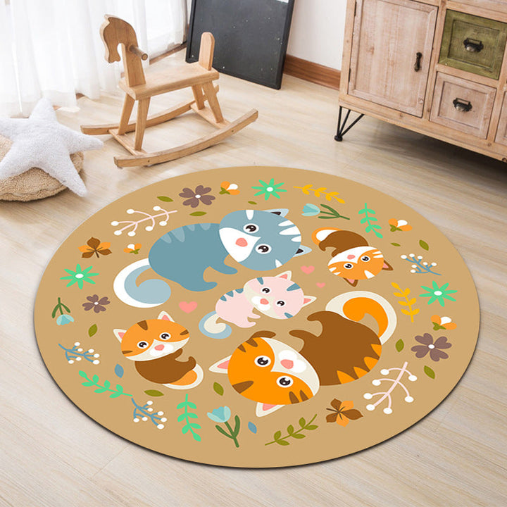 Lisslune | Lovable Animal Area Rug Multicolored Cartoon Rug Polypropylene Machine Washable Stain Resistant Non-Slip Rug for Kindergarten