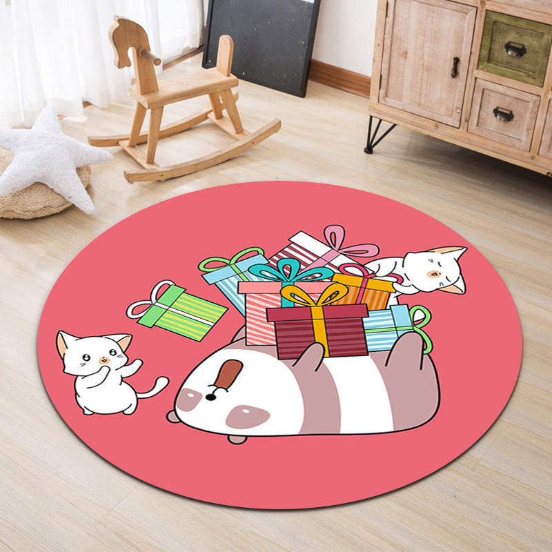 Lisslune | Lovable Animal Area Rug Multicolored Cartoon Rug Polypropylene Machine Washable Stain Resistant Non-Slip Rug for Kindergarten