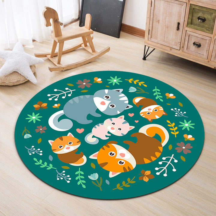 Lisslune | Lovable Animal Area Rug Multicolored Cartoon Rug Polypropylene Machine Washable Stain Resistant Non-Slip Rug for Kindergarten