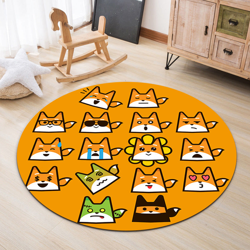 Lisslune | Lovable Animal Area Rug Multicolored Cartoon Rug Polypropylene Machine Washable Stain Resistant Non-Slip Rug for Kindergarten