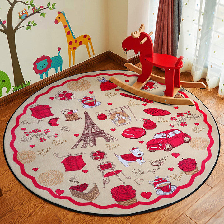 Lisslune | Stylish Cartoon Rug Multicolor Fairy Tale World Rug Non-Slip Backing Machine Washable Stain Resistant Rug for Kindergarten