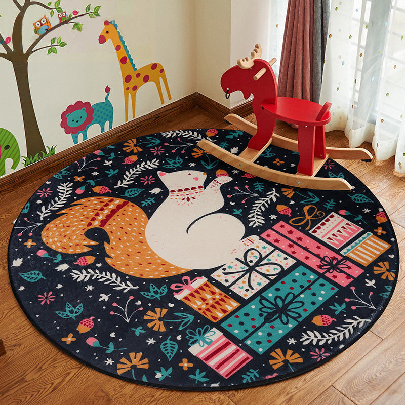Lisslune | Stylish Cartoon Rug Multicolor Fairy Tale World Rug Non-Slip Backing Machine Washable Stain Resistant Rug for Kindergarten