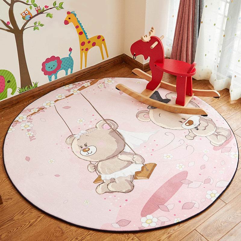 Lisslune | Stylish Cartoon Rug Multicolor Fairy Tale World Rug Non-Slip Backing Machine Washable Stain Resistant Rug for Kindergarten