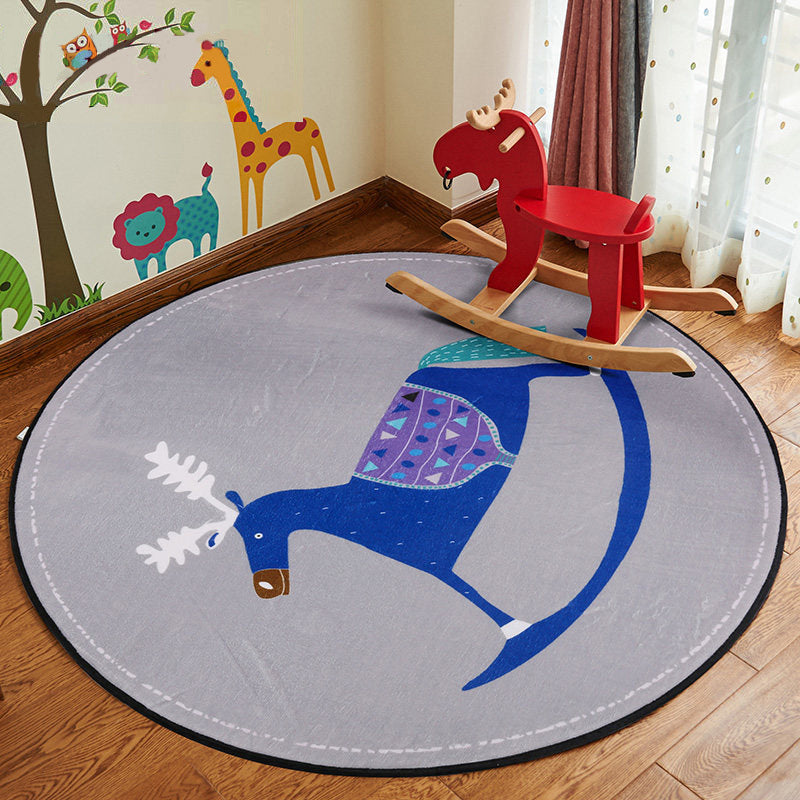 Lisslune | Stylish Cartoon Rug Multicolor Fairy Tale World Rug Non-Slip Backing Machine Washable Stain Resistant Rug for Kindergarten