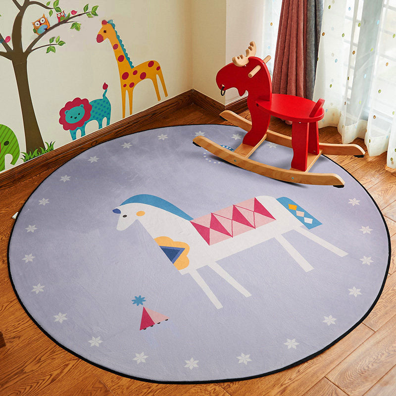Lisslune | Stylish Cartoon Rug Multicolor Fairy Tale World Rug Non-Slip Backing Machine Washable Stain Resistant Rug for Kindergarten