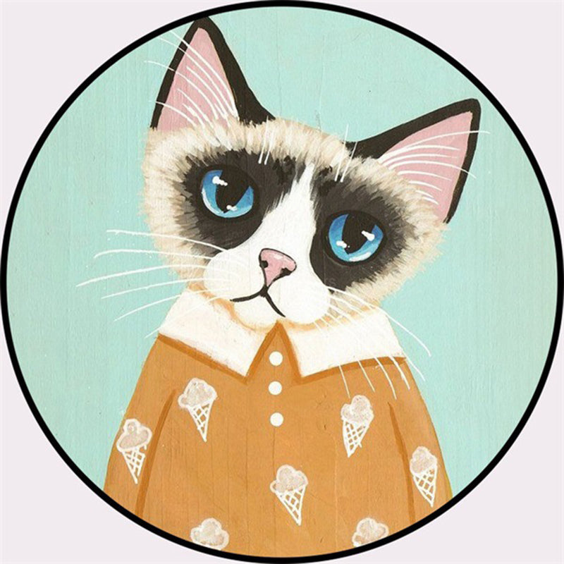 Lisslune | Creative Colorful Cartoon Rug Synthetic Animal Portrait Man Pattern Rug Non-Slip Washable Pet Friendly Rug for Room