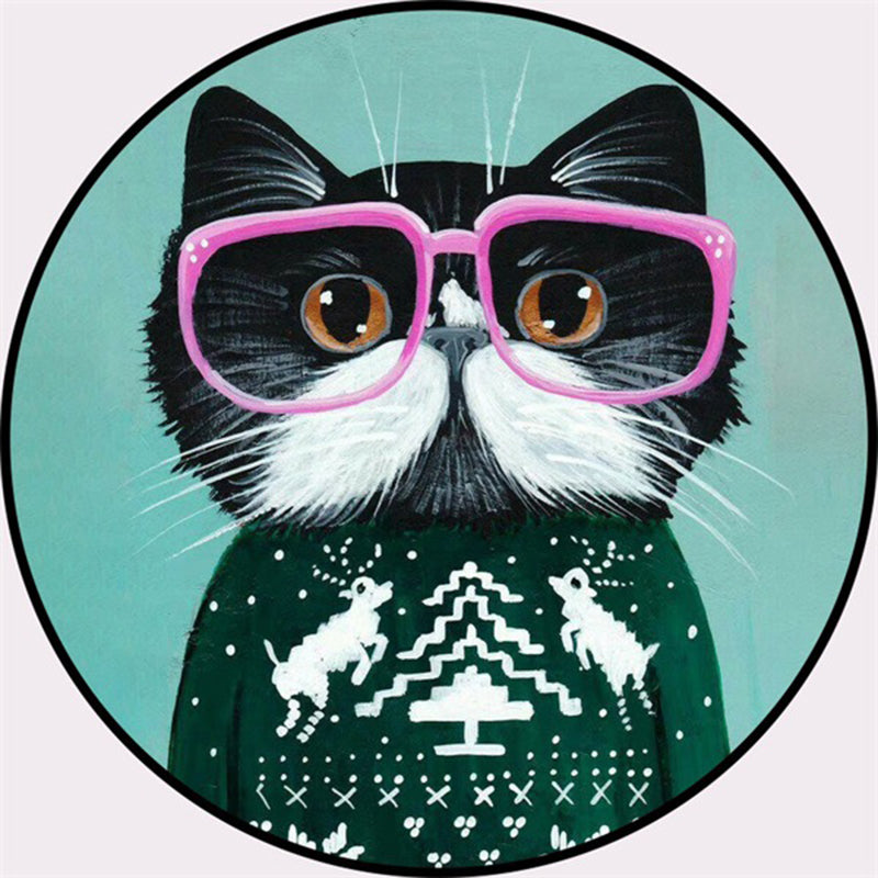 Lisslune | Creative Colorful Cartoon Rug Synthetic Animal Portrait Man Pattern Rug Non-Slip Washable Pet Friendly Rug for Room