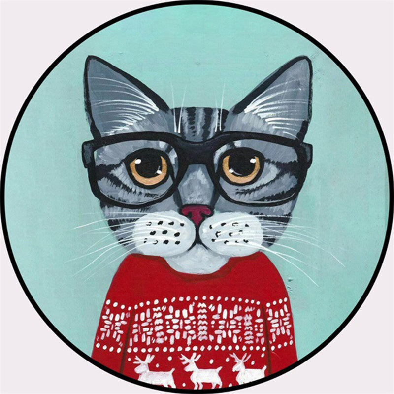 Lisslune | Creative Colorful Cartoon Rug Synthetic Animal Portrait Man Pattern Rug Non-Slip Washable Pet Friendly Rug for Room