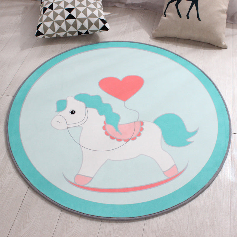 Lisslune | Children's furniture Animal rug Multicolored polypropylene fabric Washable pet-friendly non-slip rug for children's room