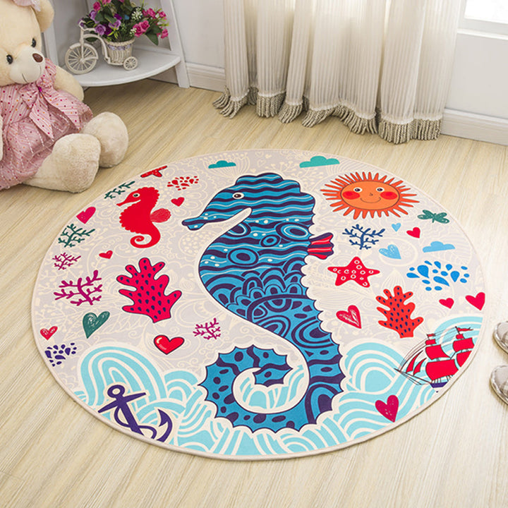 Lisslune | Children's furniture Animal rug Multicolored polypropylene fabric Washable pet-friendly non-slip rug for children's room