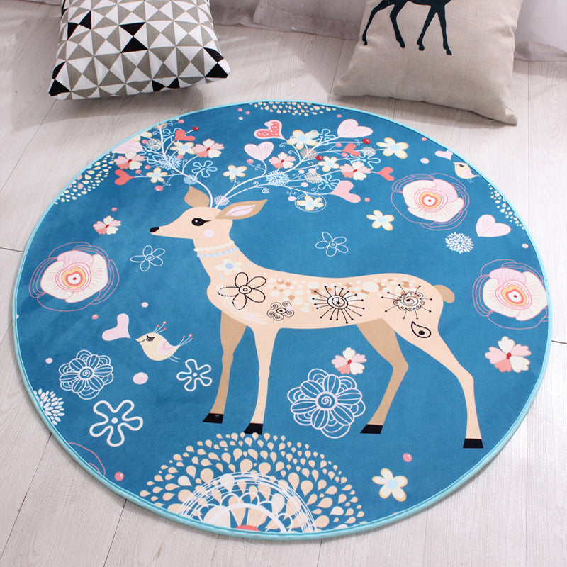 Lisslune | Children's furniture Animal rug Multicolored polypropylene fabric Washable pet-friendly non-slip rug for children's room