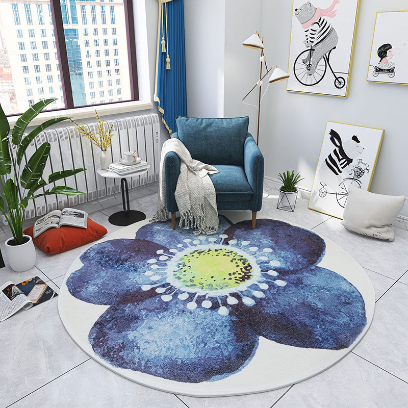 Lisslune | Multicolored Bedroom Rug Children Flower Rug Cotton Machine Wash Animal Friendly Area Rug