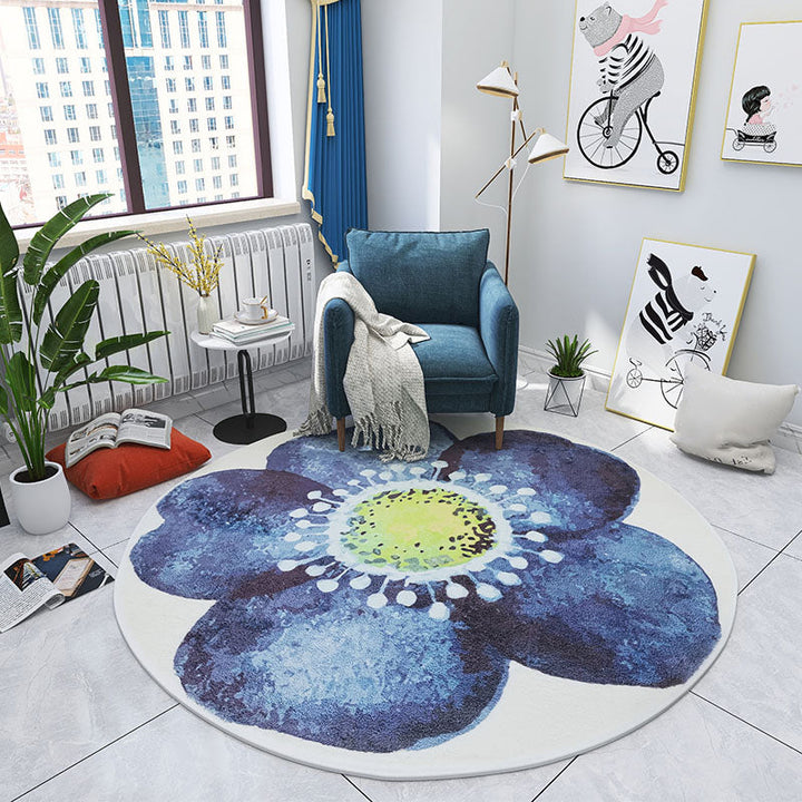 Lisslune | Multicolored Bedroom Rug Children Flower Rug Cotton Machine Wash Animal Friendly Area Rug
