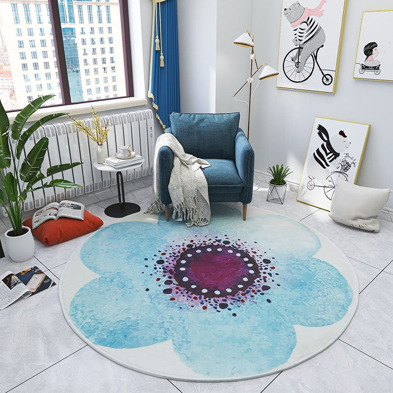Lisslune | Multicolored Bedroom Rug Children Flower Rug Cotton Machine Wash Animal Friendly Area Rug