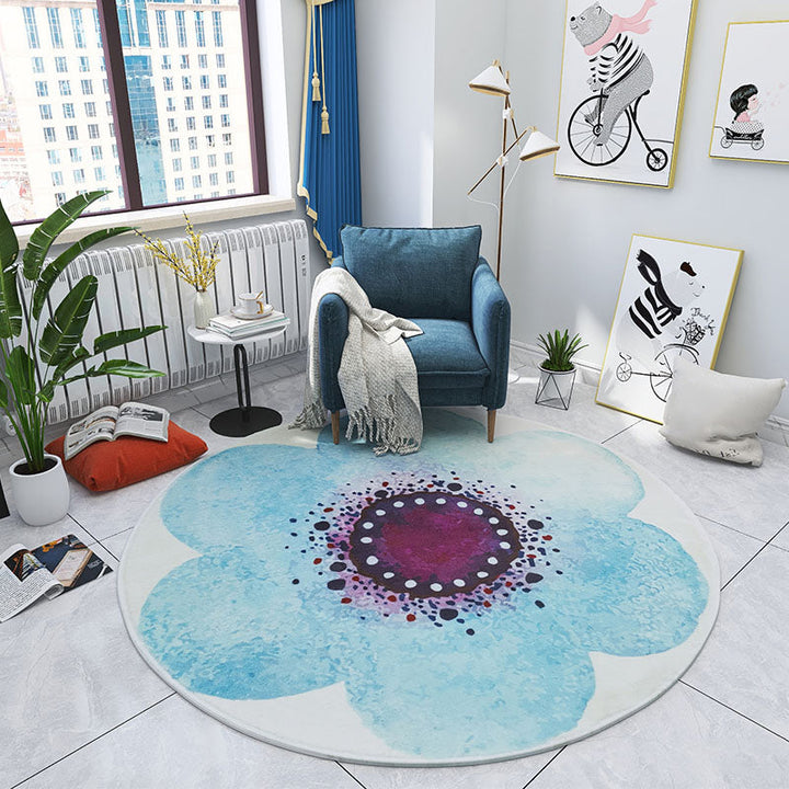 Lisslune | Multicolored Bedroom Rug Children Flower Rug Cotton Machine Wash Animal Friendly Area Rug