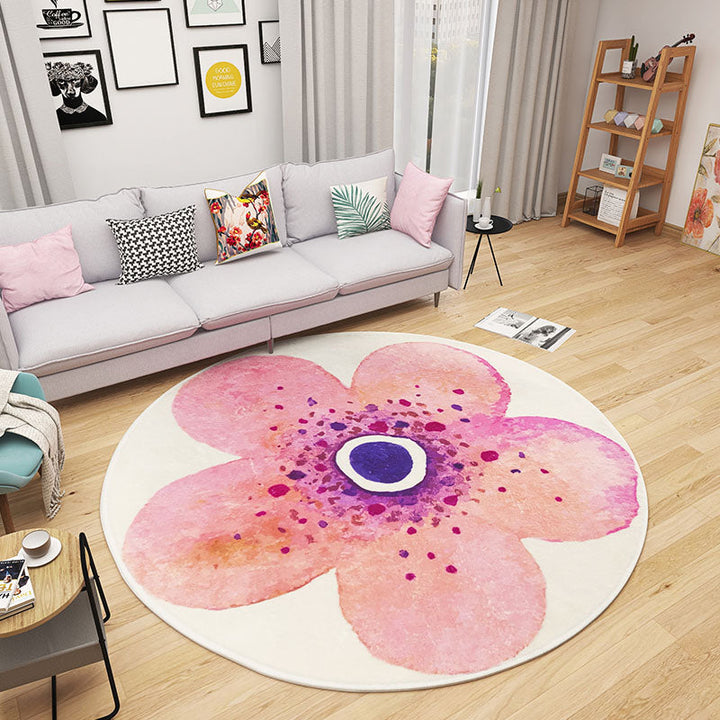 Lisslune | Multicolored Bedroom Rug Children Flower Rug Cotton Machine Wash Animal Friendly Area Rug