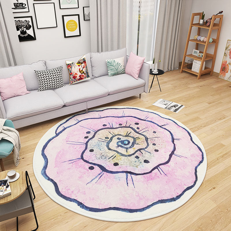 Lisslune | Multicolored Bedroom Rug Children Flower Rug Cotton Machine Wash Animal Friendly Area Rug