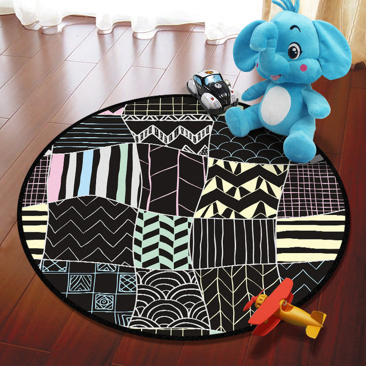 Lisslune | Multicolored Adventure Map Rug Synthetic Cartoon Rug Non-Slip Backing Stain Resistant Machine Washable Area Rug for Children's Room