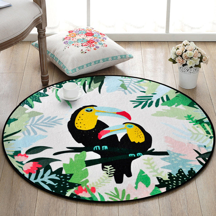 Lisslune | Beautiful Kids Rug Multi Color Animal and Botanical Pattern Rug Pet Friendly Washable Non-Slip Rug for Playroom