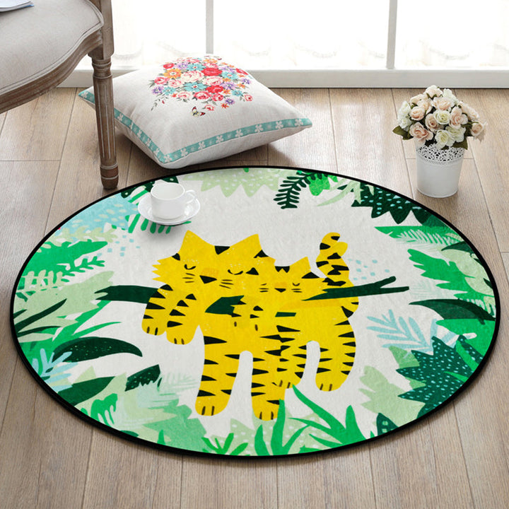Lisslune | Beautiful Kids Rug Multi Color Animal and Botanical Pattern Rug Pet Friendly Washable Non-Slip Rug for Playroom