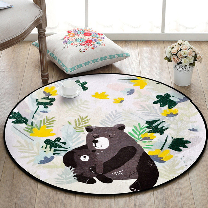 Lisslune | Beautiful Kids Rug Multi Color Animal and Botanical Pattern Rug Pet Friendly Washable Non-Slip Rug for Playroom