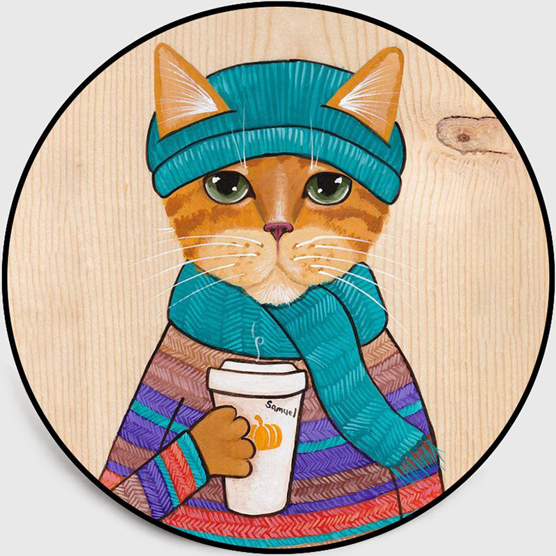 Lisslune | Cool Multicolored Men's Cat Rug Polyester Cartoon Rug Pet-Friendly Non-Slip Washable Rug for the Bedroom