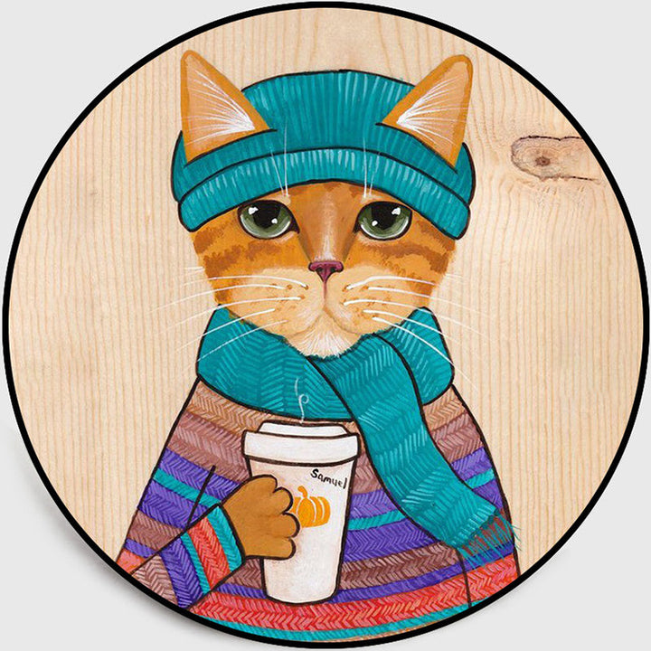 Lisslune | Cool Multicolored Men's Cat Rug Polyester Cartoon Rug Pet-Friendly Non-Slip Washable Rug for the Bedroom