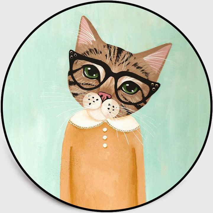 Lisslune | Cool Multicolored Men's Cat Rug Polyester Cartoon Rug Pet-Friendly Non-Slip Washable Rug for the Bedroom