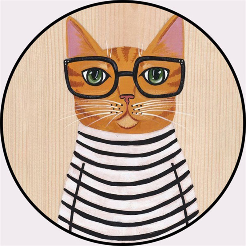 Lisslune | Cool Multicolored Men's Cat Rug Polyester Cartoon Rug Pet-Friendly Non-Slip Washable Rug for the Bedroom