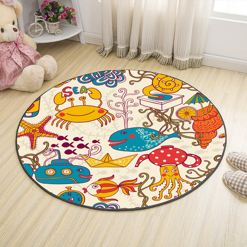 Lisslune | Shaded Cartoon Indoor Rug Multicolored Animal Print Rug Machine Washable Stain Resistant Non-Slip Rug for the Children's Room