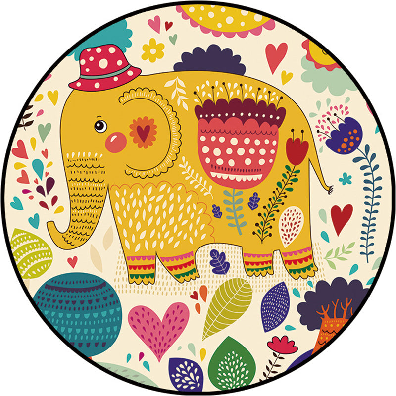 Lisslune | Shaded Cartoon Indoor Rug Multicolored Animal Print Rug Machine Washable Stain Resistant Non-Slip Rug for the Children's Room