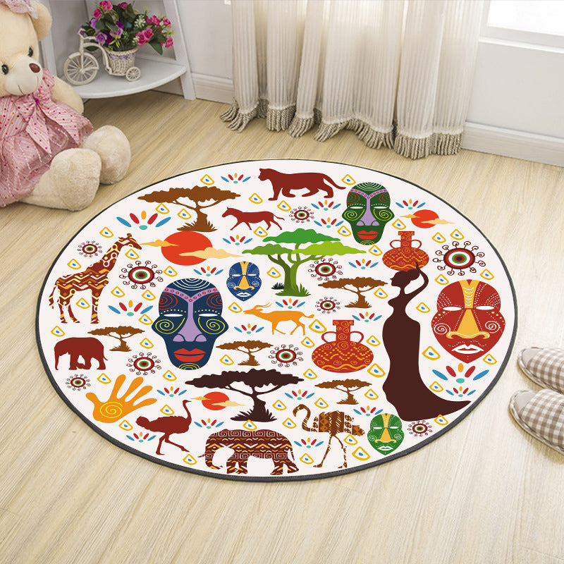 Lisslune | Shaded Cartoon Indoor Rug Multicolored Animal Print Rug Machine Washable Stain Resistant Non-Slip Rug for the Children's Room