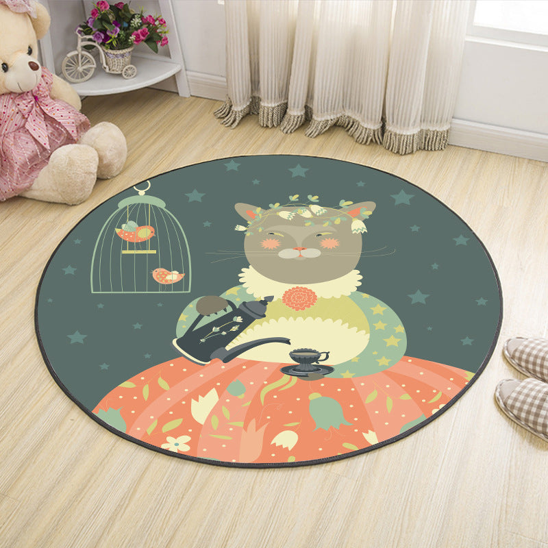 Lisslune | Shaded Cartoon Indoor Rug Multicolored Animal Print Rug Machine Washable Stain Resistant Non-Slip Rug for the Children's Room