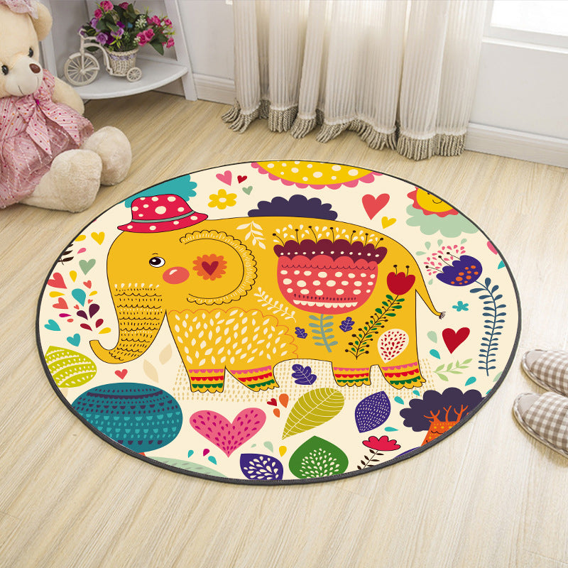 Lisslune | Shaded Cartoon Indoor Rug Multicolored Animal Print Rug Machine Washable Stain Resistant Non-Slip Rug for the Children's Room