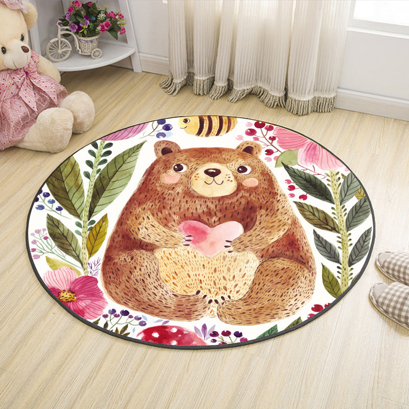 Lisslune | Shaded Cartoon Indoor Rug Multicolored Animal Print Rug Machine Washable Stain Resistant Non-Slip Rug for the Children's Room