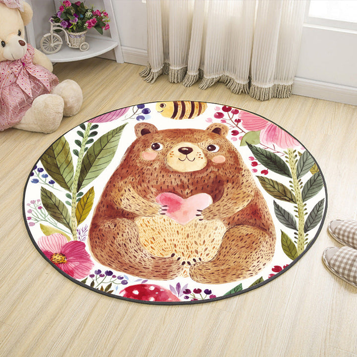 Lisslune | Shaded Cartoon Indoor Rug Multicolored Animal Print Rug Machine Washable Stain Resistant Non-Slip Rug for the Children's Room