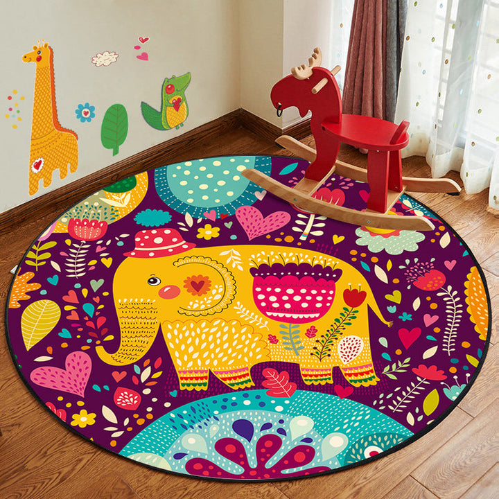Lisslune | Leather and Play Cartoon Rug Multi Color Animal Pattern Rug Pet Friendly Anti-Slip Back Washable Rug for Children