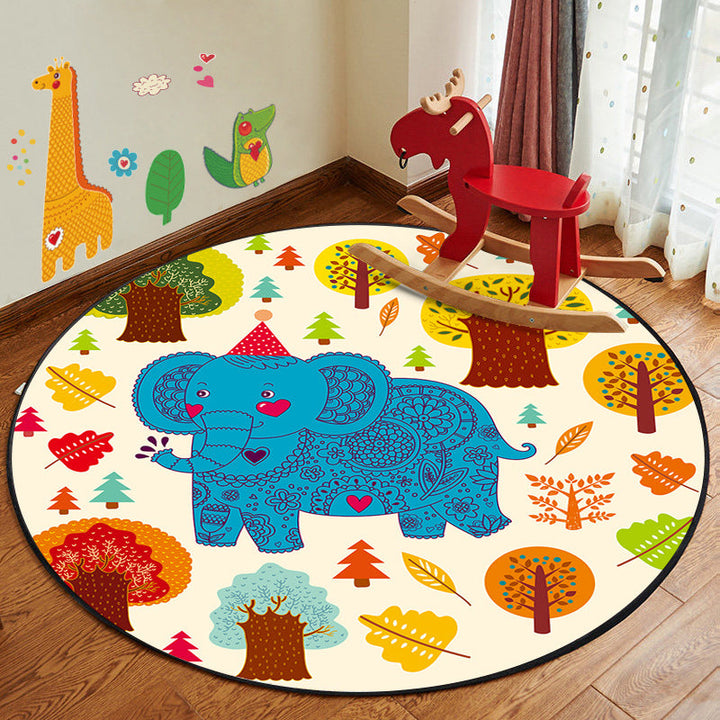 Lisslune | Leather and Play Cartoon Rug Multi Color Animal Pattern Rug Pet Friendly Anti-Slip Back Washable Rug for Children