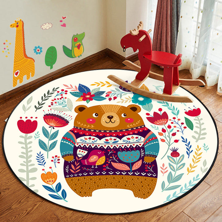 Lisslune | Leather and Play Cartoon Rug Multi Color Animal Pattern Rug Pet Friendly Anti-Slip Back Washable Rug for Children