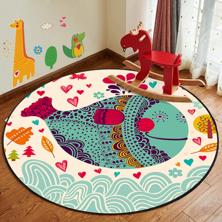 Lisslune | Leather and Play Cartoon Rug Multi Color Animal Pattern Rug Pet Friendly Anti-Slip Back Washable Rug for Children