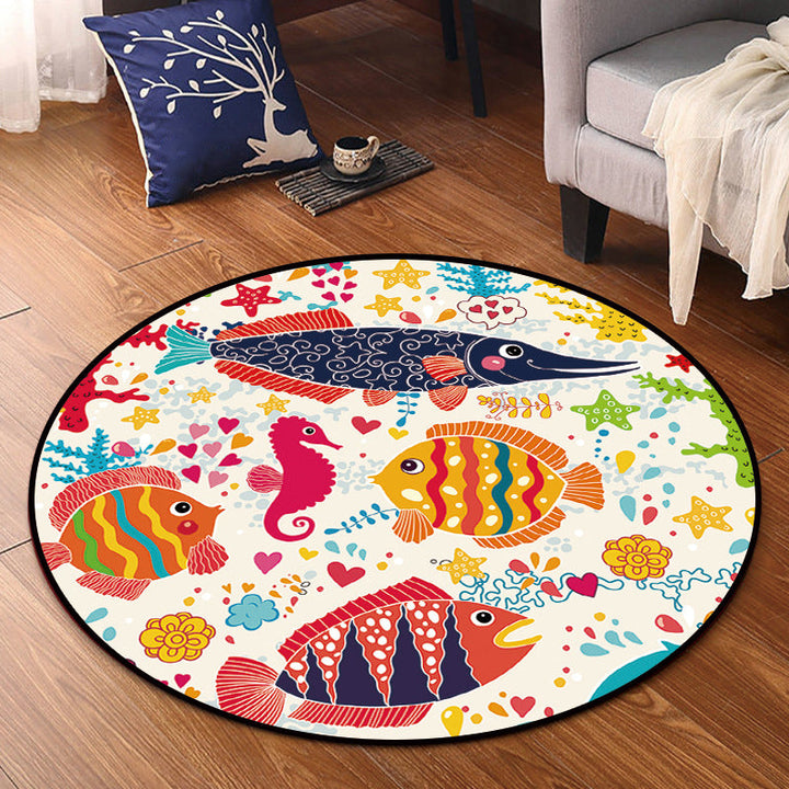 Lisslune | Cartoon Kids Room Rug Multicolored Polypropylene Rug Pet Friendly Non-Slip Washable Rug